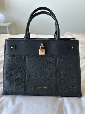 Michael Kors Black Satchel with Gold Accents